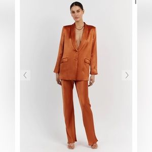 DISSH SIMONE ORANGE SATIN BIAS CUT PANT